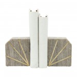 S/2 Marble 5"h Polished Bookends W/gold Inlays,ony