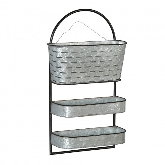 Metal 3 Tier Wall Shelf, Silver