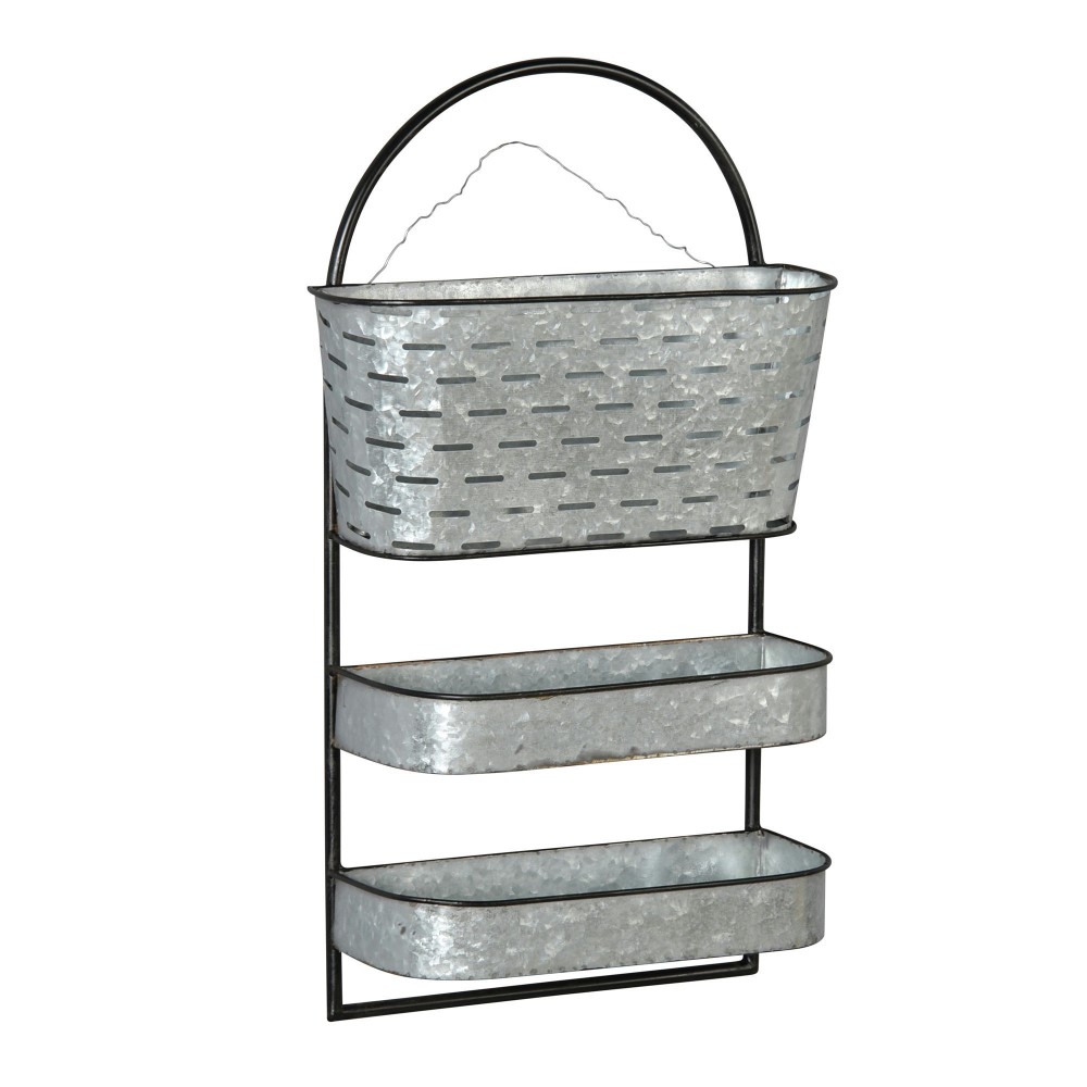 Metal 3 Tier Wall Shelf, Silver Metal 3 Tier Wall Shelf, Silver