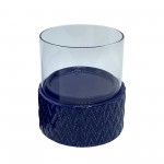 Cobalt Ceramic /glass 5" Pillar Holder, Chevron