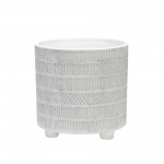 S/2 Tribal Look Footed Planter 6/8", Ivory