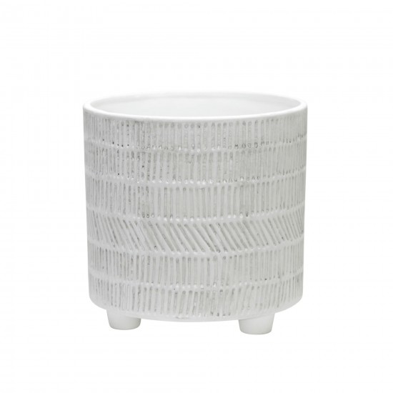 S/2 Tribal Look Footed Planter 6/8", Ivory