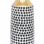 Cer, 16"h Polka Dots Vase, Gold/white