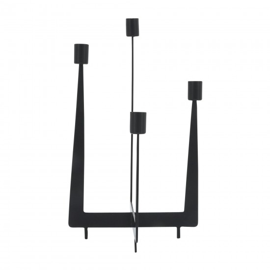 Metal, 14"h 4-candlesticks Holder, Black