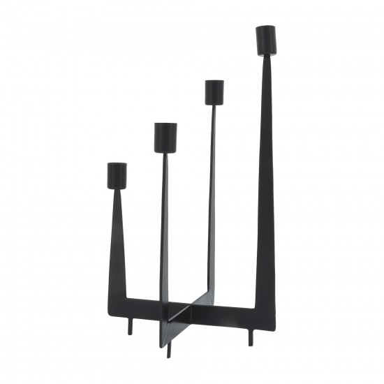 Metal, 14"h 4-candlesticks Holder, Black