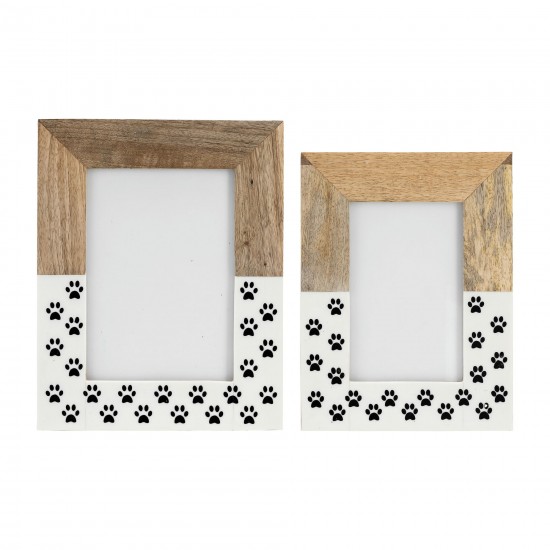 Wood, 4x6, Dog-paws Photo Frame,white