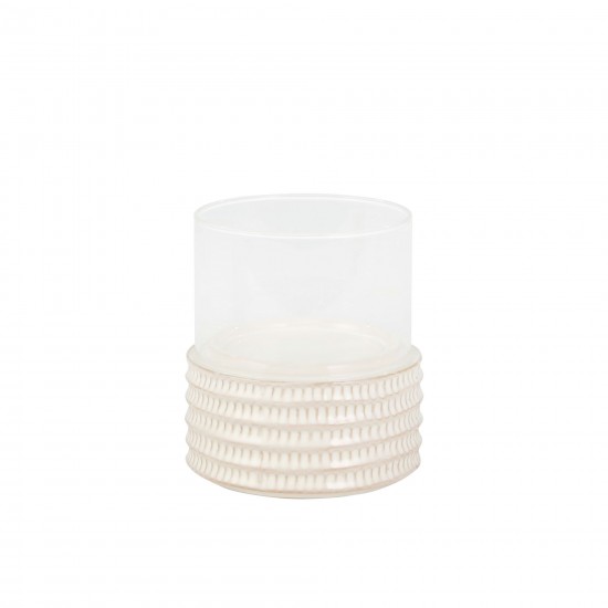 Ceramic /glass 5" Pillar Holder, Stripe