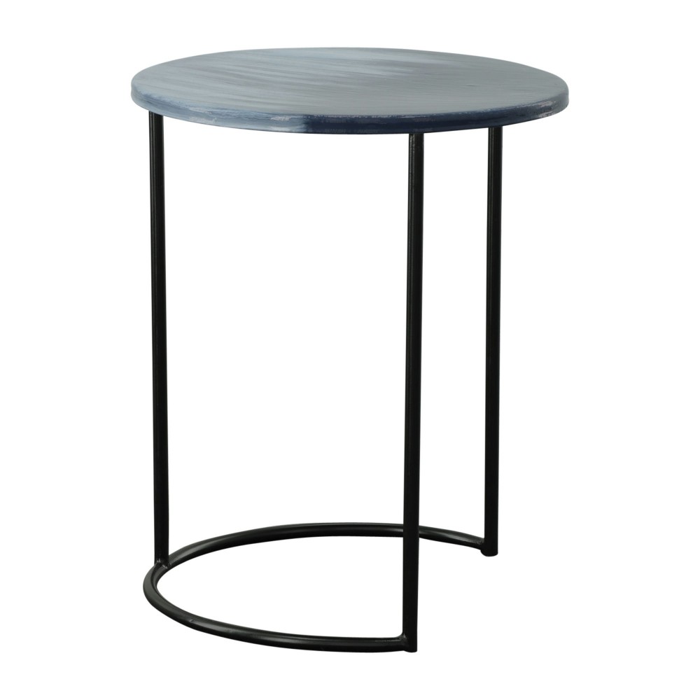 Metal, S/2 22/24" Round Side Tables, Ombre Black