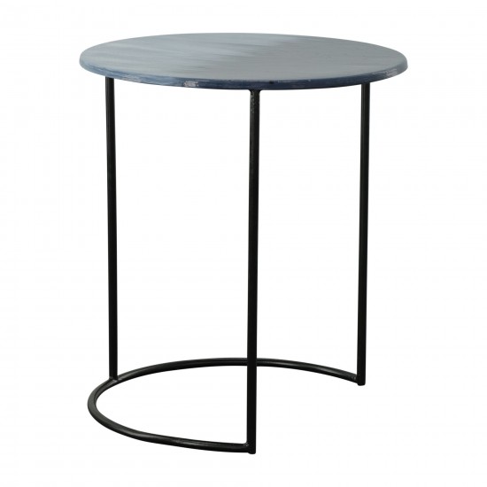 Metal, S/2 22/24" Round Side Tables, Ombre Black