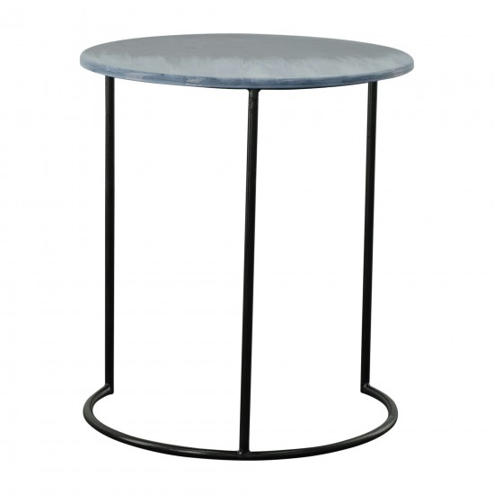 Metal, S/2 22/24" Round Side Tables, Ombre Black