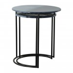 Metal, S/2 22/24" Round Side Tables, Ombre Black