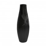 Cer, 21" Black Striped Texture Vase