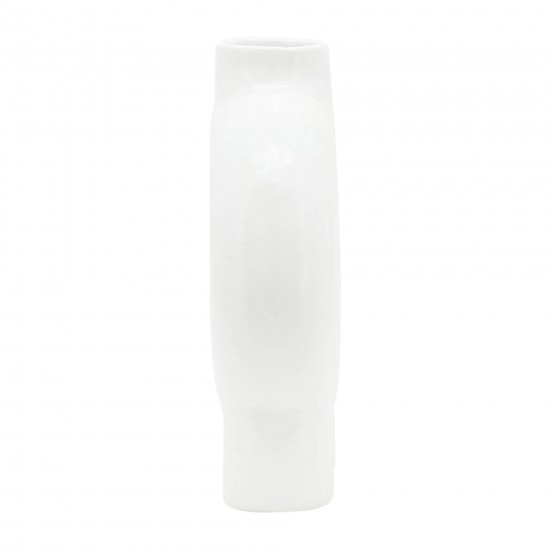 Cer,7",donut Footed Vase,white