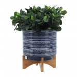 Ceramic 10" Planter On Stand, Blue