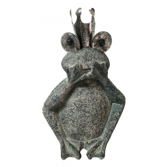 Resin, 21"h No Speak Frog, Gray