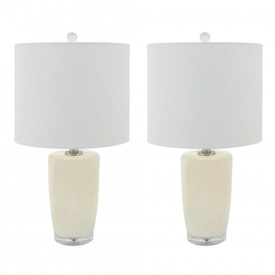 S/2 Ceramic 25" Table Lamps, Cream