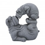 Resin, 13"h Kissing Pugs, Gray