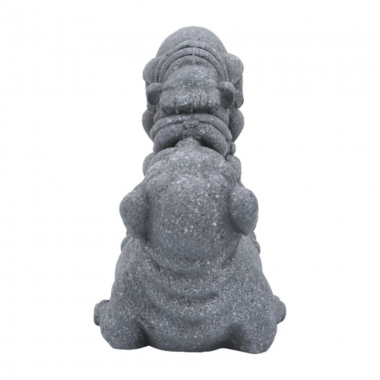 Resin, 13"h Kissing Pugs, Gray