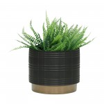 S/2 Metallic Planters 6/8", Black