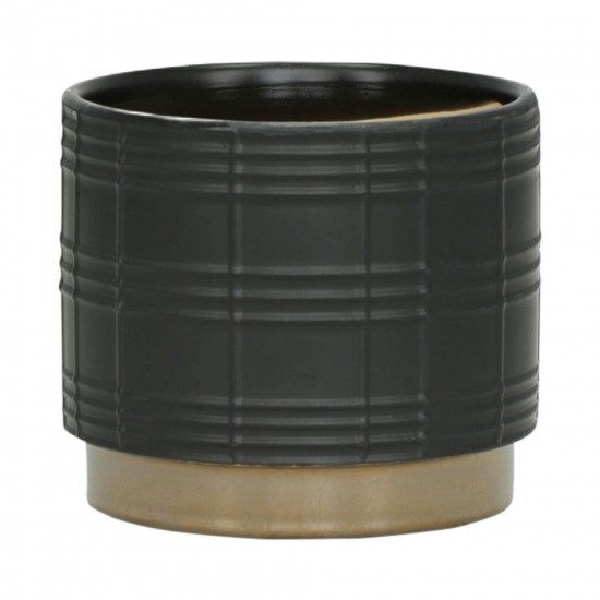 S/2 Metallic Planters 6/8", Black