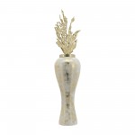 Glass, 43"h Vase W/ Aluminum Top, White/gold