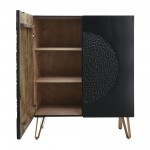 Wood 39x47" Hammered Cabinet, Black