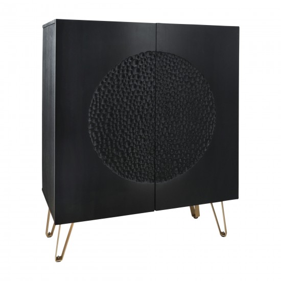 Wood 39x47" Hammered Cabinet, Black