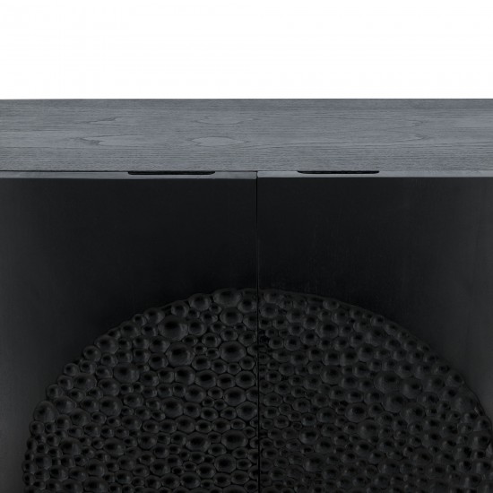 Wood 39x47" Hammered Cabinet, Black