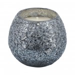 Candle On Gray Crackled Glass 11oz