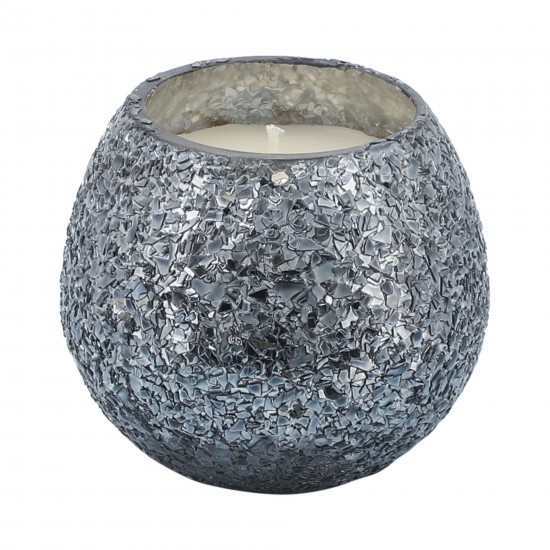 Candle On Gray Crackled Glass 11oz