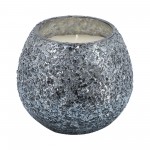 Candle On Gray Crackled Glass 11oz