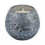 Candle On Gray Crackled Glass 11oz