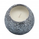 Candle On Gray Crackled Glass 11oz