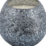 Candle On Gray Crackled Glass 11oz