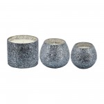 Candle On Gray Crackled Glass 11oz