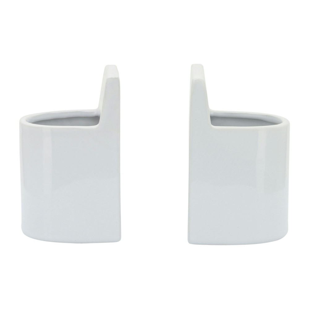 Cer, 6" Pouch Bookends, White