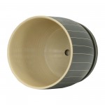 8" Stripes Planter W/ Saucer, Gray