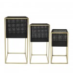 S/3 Metal Mesh Square Planters On Stand 8/9/11", B