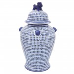 Cer, 18"h Mosaic Temple Jar, Blue