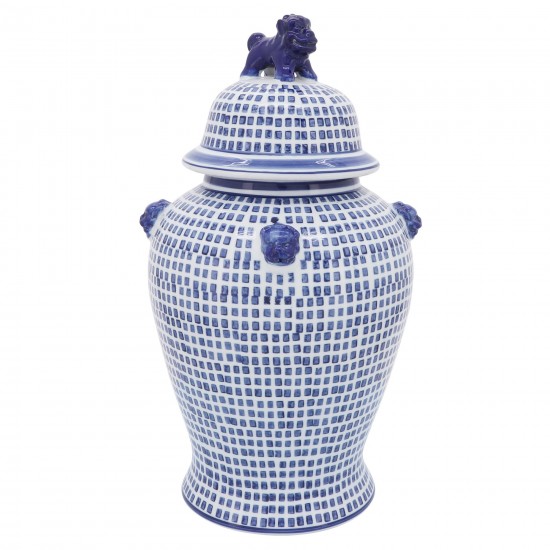 Cer, 18"h Mosaic Temple Jar, Blue