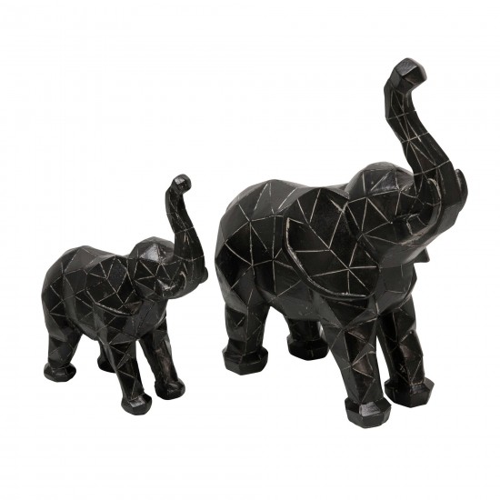 8" Elephant Figurine , Black