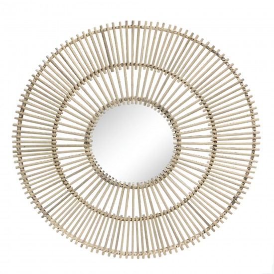 31" Rattan Mirror Wall Decor, Natural