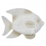 Resin 13.5" Fish Figurine, White Wash