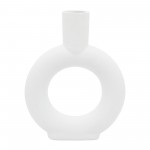 Cer, 9" Round Cut-out Vase, White