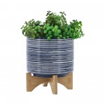 Ceramic 8" Planter On Stand, Blue