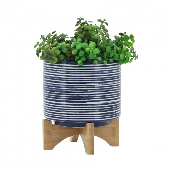 Ceramic 8" Planter On Stand, Blue