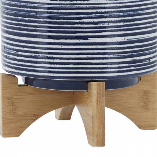 Ceramic 8" Planter On Stand, Blue