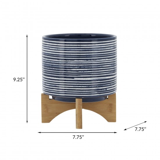 Ceramic 8" Planter On Stand, Blue