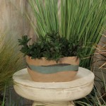 Cer, 10" Oval Planter, Tan