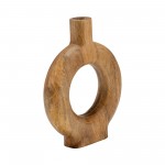 Wood, 12"h Donut Shaped Vase, Brown